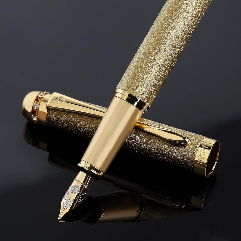 BOCIYER fountain pen-Multiple color styles with rhinestone,diamond inlay and frosted finish,Cute pens,Luxury pen,Office pens,Best pen set,Includes 10 Ink Cartridges and Ink Refill Converter(Gold) - Image 1
